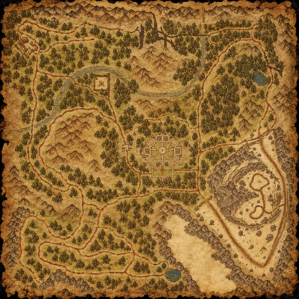 Mappa su pergamena della regione di Sylvalis