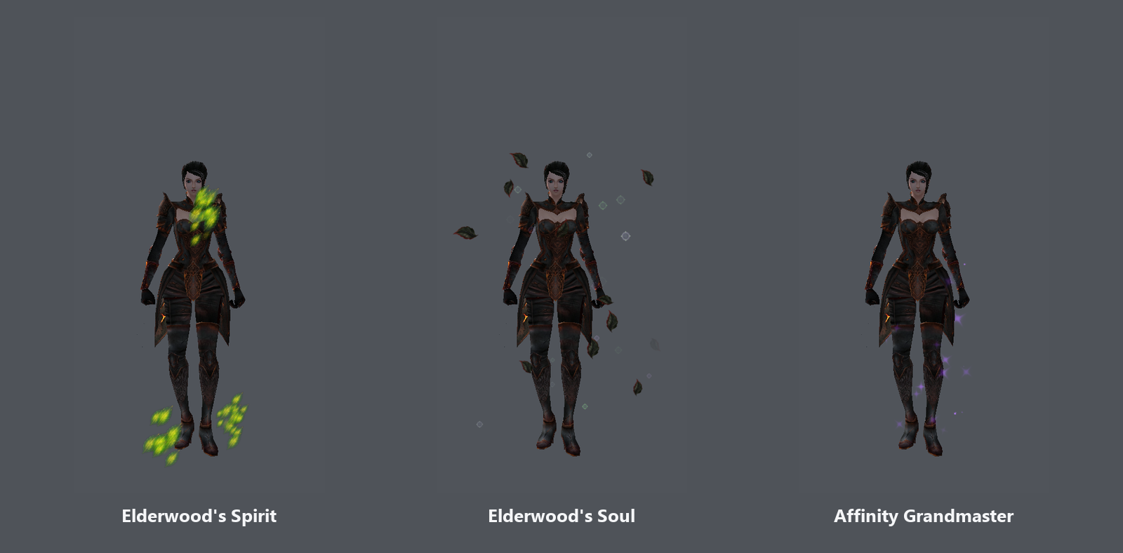 Elderwood's Spirit, Elderwood's Soul and Affinity Grandmaster with their title effects.