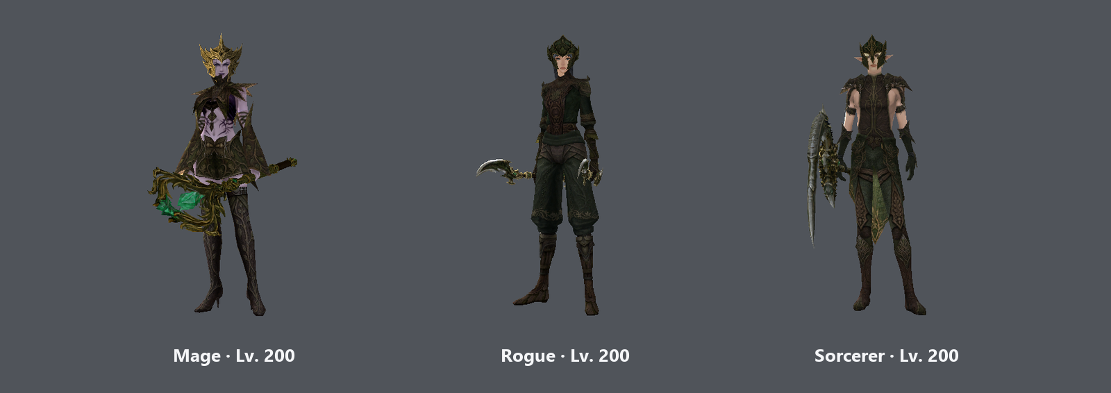 Ascendant Woods: Mage, Rogue and Sorcerer.