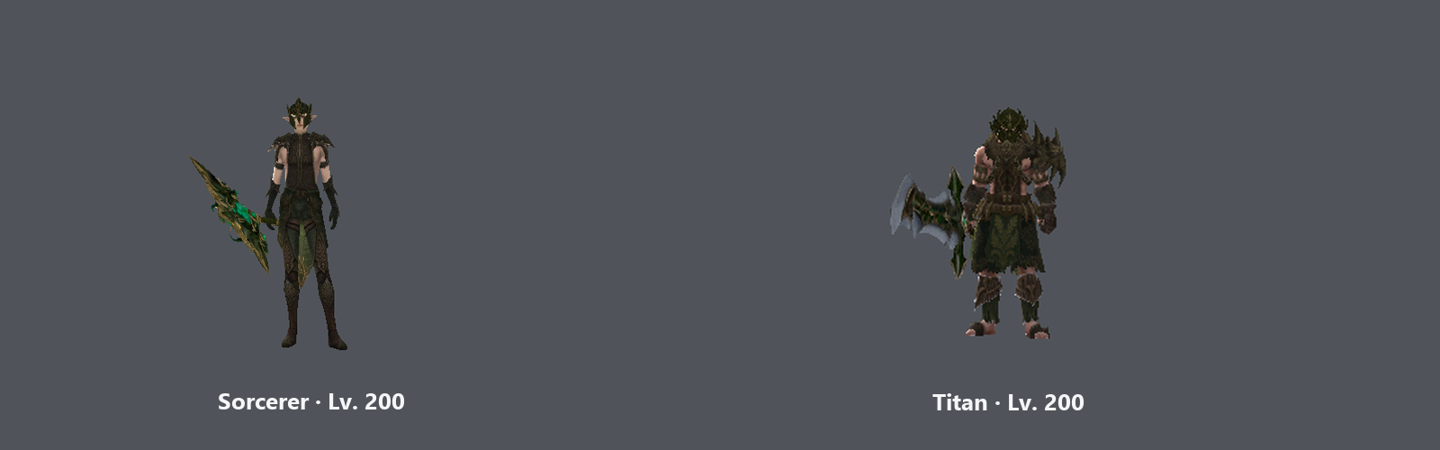Weapons around Level 200: Sorcerer and Titan.