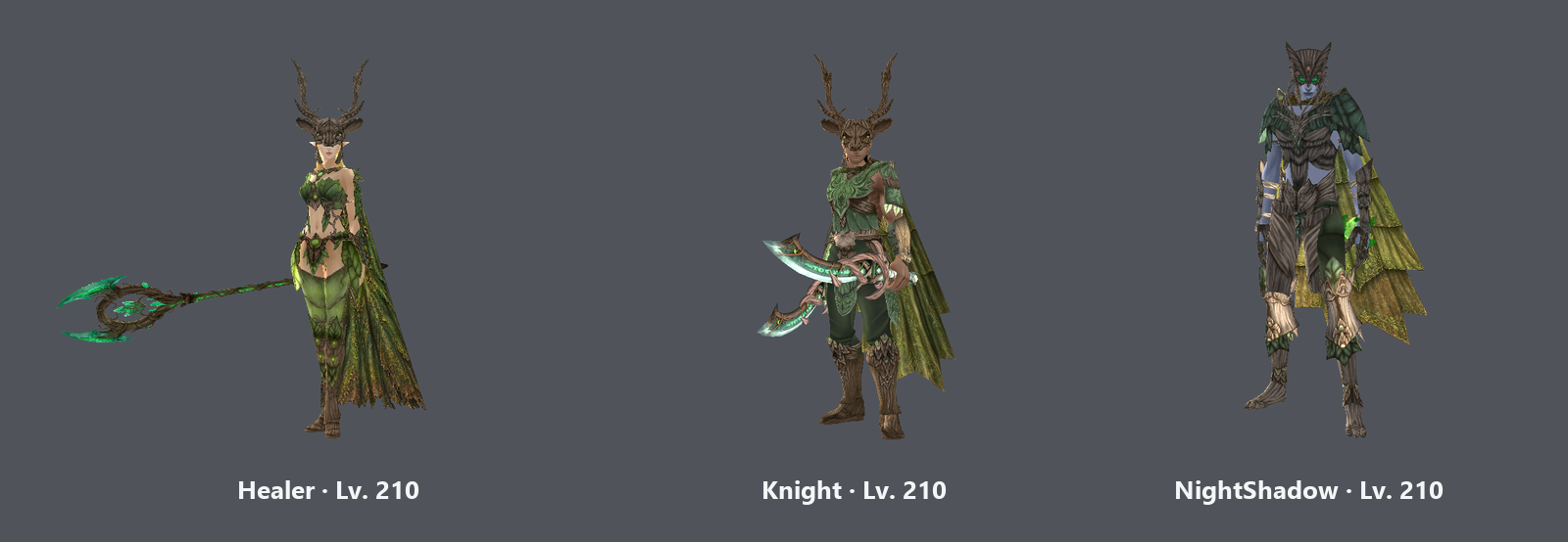 Weapons around Level 210: Healer, Knight and NightShadow.